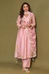 Buy_Label Niti Bothra_Pink Silk, Chanderi Tassels Noor Stripe Pattern Border Dupatta _at_Aza_Fashions