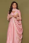 Buy_Label Niti Bothra_Pink Silk, Chanderi Tassels Noor Stripe Pattern Border Dupatta _Online_at_Aza_Fashions