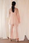 Aanchal Vijaywargi_Blush Organza Lace Round Neck Grace Shirt _Online_at_Aza_Fashions