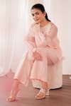Aanchal Vijaywargi_Blush Organza Lace Round Neck Grace Shirt _Online