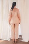 Aanchal Vijaywargi_Blush Organza, Chanderi Embroidery High Neck Pink Shadow Co-ord Pant Set _Online_at_Aza_Fashions