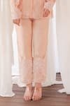 Shop_Aanchal Vijaywargi_Blush Organza, Chanderi Embroidery High Neck Pink Shadow Co-ord Pant Set _Online_at_Aza_Fashions