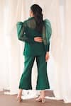 Aanchal Vijaywargi_Green Organza Lace Open Neck Echo Shirt _Online_at_Aza_Fashions