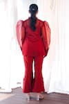 Aanchal Vijaywargi_Red Organza, Chanderi Lace Echo Coord Set  _Online_at_Aza_Fashions