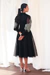 Aanchal Vijaywargi_Black Organza Embroidery Round Neck Nirvana Midi Dress  _Online_at_Aza_Fashions