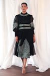 Buy_Aanchal Vijaywargi_Black Organza Embroidery Round Neck Nirvana Midi Dress  _at_Aza_Fashions