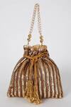 Shop_A Clutch Story_Gold Sequins, Tassels Antique Embroidered Potli _at_Aza_Fashions