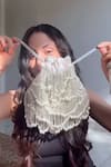 Buy_A Clutch Story_Silver Beads, Pearls Fringe Glam Tassels Potli _at_Aza_Fashions