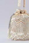 Shop_A Clutch Story_Beige Pearls, Embroidery Potli _Online_at_Aza_Fashions