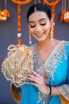Buy_A Clutch Story_Gold Beads, Pearls Fringe Glam Handembroidered Potli _at_Aza_Fashions