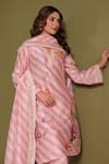 Buy_Label Niti Bothra_Pink Silk, Chanderi Embroidery V-neck Striped Kurta Set 