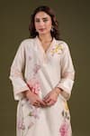 Shop_Label Niti Bothra_Cream Silk, Chanderi Embroidery V-neck Floral Printed Kurta Set _Online_at_Aza_Fashions