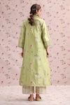 Shop_Label Niti Bothra_Green Silk, Chanderi Embroidery, Fringe Collared Noor Printed Kurta Set _at_Aza_Fashions