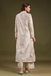 Shop_Label Niti Bothra_Ivory Silk, Chanderi Embroidery V-neck Noor Kurta Set _at_Aza_Fashions