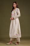 Shop_Label Niti Bothra_Ivory Silk, Chanderi Embroidery V-neck Noor Kurta Set _Online_at_Aza_Fashions