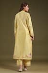 Shop_Label Niti Bothra_Yellow Silk, Chanderi Embroidery V-neck Printed Kurta Set _at_Aza_Fashions