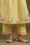 Buy_Label Niti Bothra_Yellow Silk, Chanderi Embroidery V-neck Printed Kurta Set _Online_at_Aza_Fashions