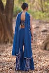 Shop_Nirmooha_Blue Crepe Embroidery Square Neck Hand Sharara Set _at_Aza_Fashions