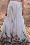 Buy_Nirmooha_Ivory Silk Embroidery V-neck Floral Printed Lehenga Set _Online_at_Aza_Fashions