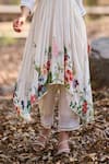 Buy_Nirmooha_Ivory Silk Embroidery, Lace Round Neck Floral Printed Asymmetrical Anarkali Set _Online_at_Aza_Fashions