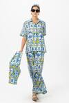 Buy_SOBARIKO_Multi Color Linen Collared Coco Palm Co-ord Set _at_Aza_Fashions