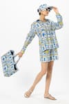 Sobariko_Multi Color Linen Collared Coco Palm Printed Shirt And Shorts Set _Online_at_Aza_Fashions