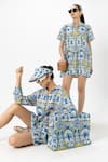 Shop_Sobariko_Multi Color Linen Collared Coco Palm Printed Shirt And Shorts Set _Online_at_Aza_Fashions