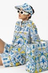 Sobariko_Multi Color Linen Collared Coco Palm Printed Shirt And Shorts Set _at_Aza_Fashions