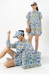 Buy_SOBARIKO_Multi Color Linen Collared Coco Palm Multicolor Shift Dress _Online_at_Aza_Fashions