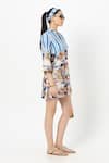 SOBARIKO_Blue Linen Collared Emily Shift Dress _Online_at_Aza_Fashions