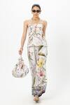 Buy_SOBARIKO_White Linen Off-shoulder, Bandeau Neck Floral Print Strapless Co-ord Set _at_Aza_Fashions