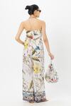 Shop_SOBARIKO_White Linen Off-shoulder, Bandeau Neck Floral Print Strapless Co-ord Set _at_Aza_Fashions