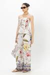 Shop_SOBARIKO_White Linen Off-shoulder, Bandeau Neck Floral Print Strapless Co-ord Set _Online_at_Aza_Fashions