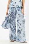 Buy_SOBARIKO_Blue Linen Bandeau Neck Floral Print Strapless Co-ord Set 