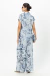 Shop_Sobariko_Blue Linen Collared Bianca Twist Co-ord Set _at_Aza_Fashions