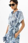 Sobariko_Blue Linen Collared Bianca Twist Co-ord Set _Online_at_Aza_Fashions