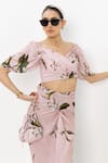 Sobariko_Pink Linen Sweetheart Neck Jasmine Tulip Skirt Set _at_Aza_Fashions