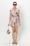 Buy_Sobariko_Pink Linen Collared Jasmine Floral Print Jacket Shorts Set _Online_at_Aza_Fashions