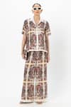 Buy_Sobariko_Multi Color Linen Collared Multicolor Rococo Co-ord Set _at_Aza_Fashions
