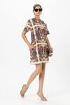 Sobariko_Multi Color Linen Collared Rococo-white Shift Dress _Online_at_Aza_Fashions