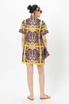 Shop_Sobariko_Multi Color Linen Round Neck Multicolor Rococo Yellow Shift Dress _at_Aza_Fashions