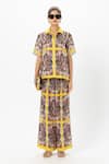 Buy_Sobariko_Yellow Linen Collared Rococo Co-ord Set _Online_at_Aza_Fashions