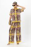 Buy_Sobariko_Yellow Linen Collared Rococo Co-ord Set _at_Aza_Fashions