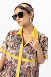 Sobariko_Yellow Linen Collared Rococo Co-ord Set _at_Aza_Fashions