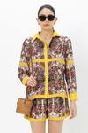 Sobariko_Yellow Linen Collared Rococo Shorts Set _Online_at_Aza_Fashions