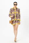 Buy_Sobariko_Yellow Linen Collared Rococo Shorts Set _at_Aza_Fashions