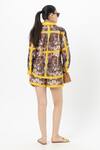 Shop_Sobariko_Yellow Linen Collared Rococo Shorts Set _at_Aza_Fashions