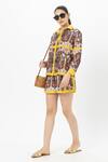 Buy_Sobariko_Yellow Linen Collared Rococo Shorts Set _Online_at_Aza_Fashions
