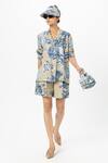 Buy_Sobariko_Beige Linen Floral Print Blazer And Shorts Set _at_Aza_Fashions