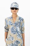 Shop_Sobariko_Beige Linen Floral Print Blazer And Shorts Set _Online_at_Aza_Fashions